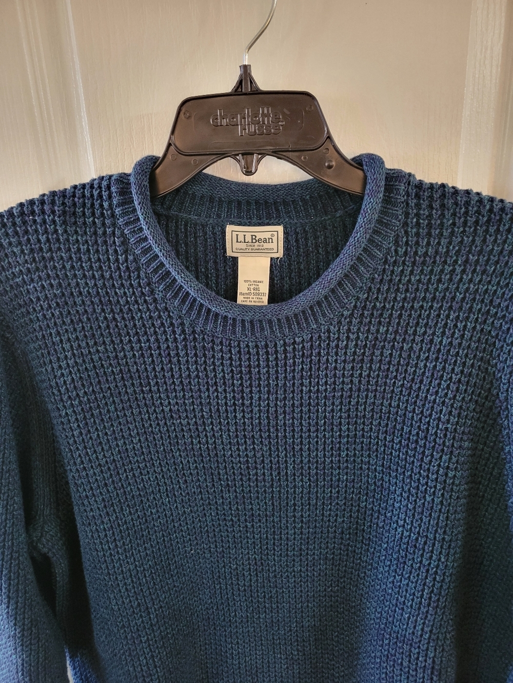 L.L. Bean Men’s Organic Cotton Waffle Stitch Rollneck Sweater Navy XL Regular - Picture 4 of 12